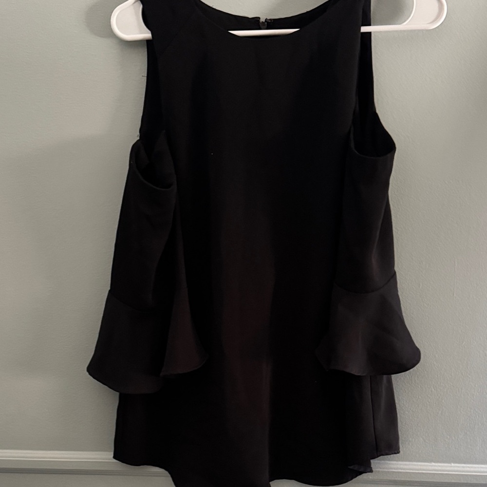Ann Taylor Black Sleeveless Shift Dress with Subtle Peplum